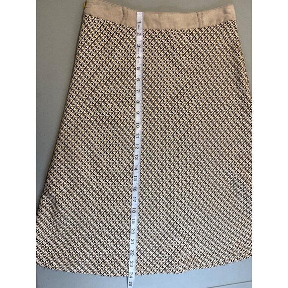Tan Black Tweed Textured Midi A Line Skirt Sz 27 - Picture 10 of 11